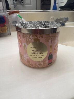 Bath & Body Works Merry Mimosa Scented Candle - Pink & Gold